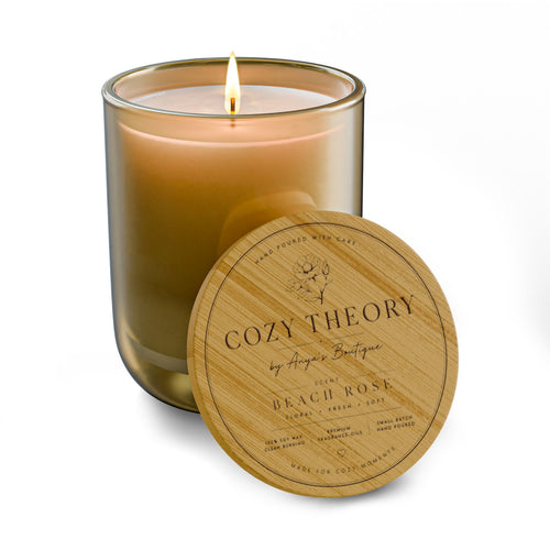 Engraved 14oz Soy Candle — Cozy Theory Scented Candle with Bamboo Lid