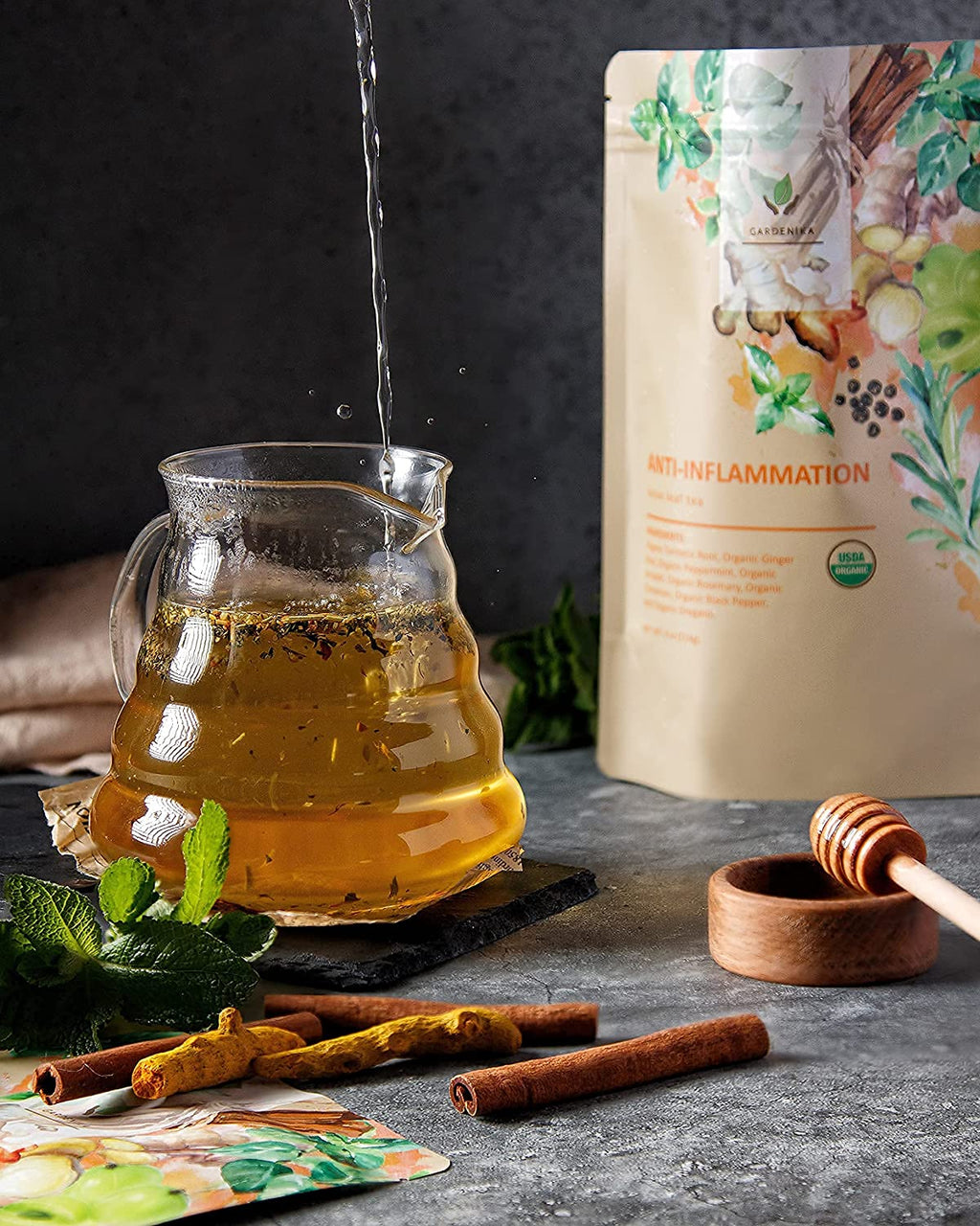 Anti-Inflammatory Loose Tea, Daily Comfort & Wellness Support - Ayurvedic Blend with Turmeric - Ginger & Cinnamon - Herbal & Caffeine-Free - Organic & Kosher